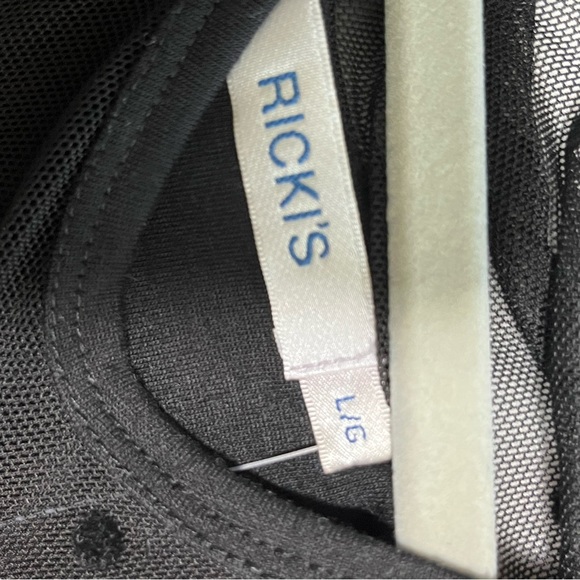 Black sheer top size L woman’s black Holiday blouse sheer Rickis Black top - Picture 5 of 9